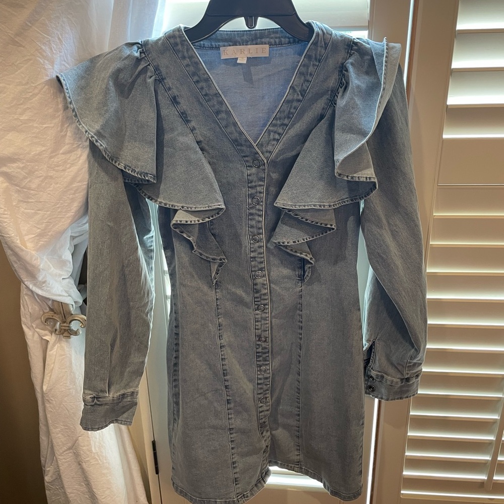 Karlie Denim Ruffle Dress